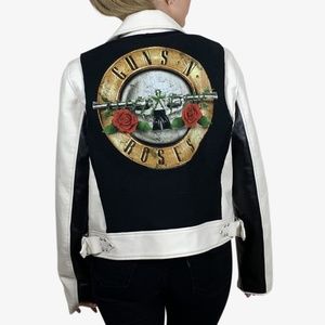 Handmade White Leather Jacket - Painted W/ Band T